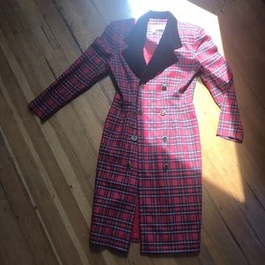 Vintage 1980s Red Plaid Talbots Suit Dress, Size 6